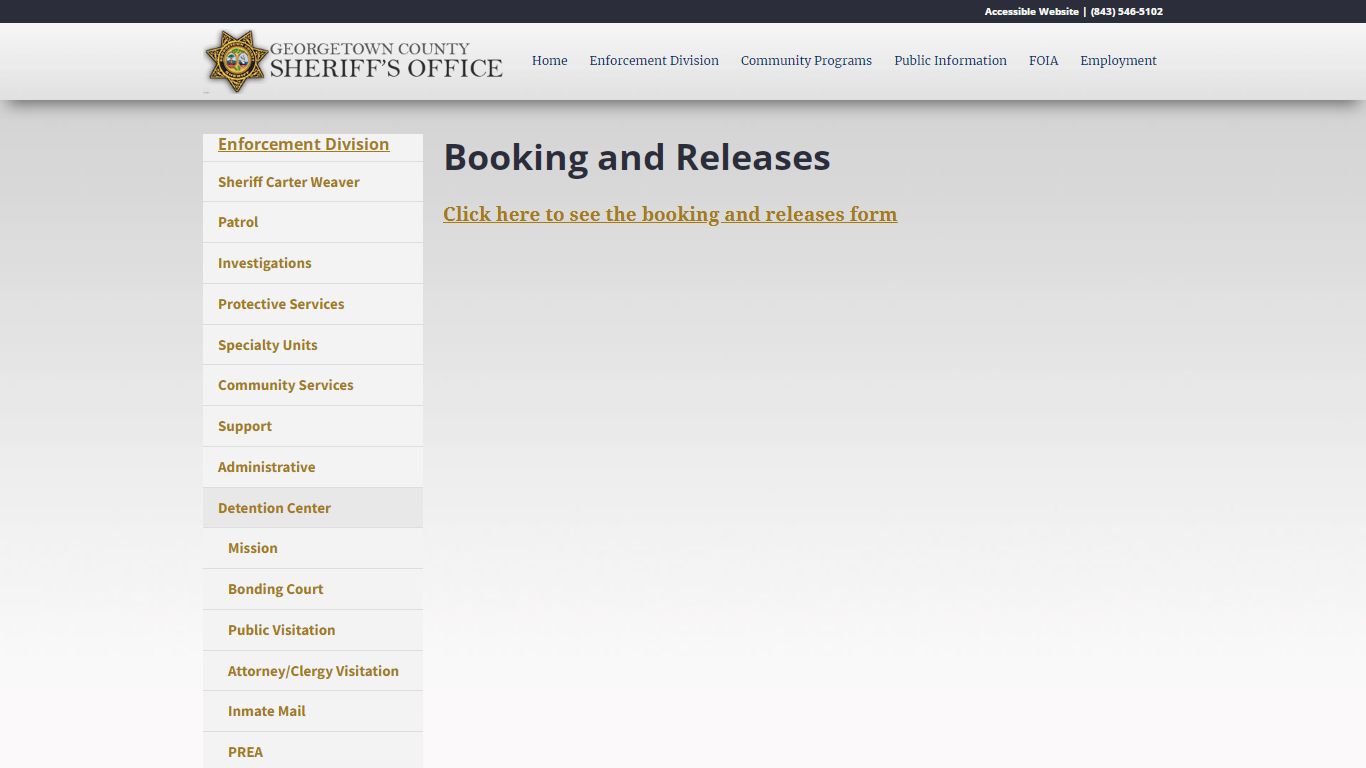 Booking and Releases - GCSheriff.org