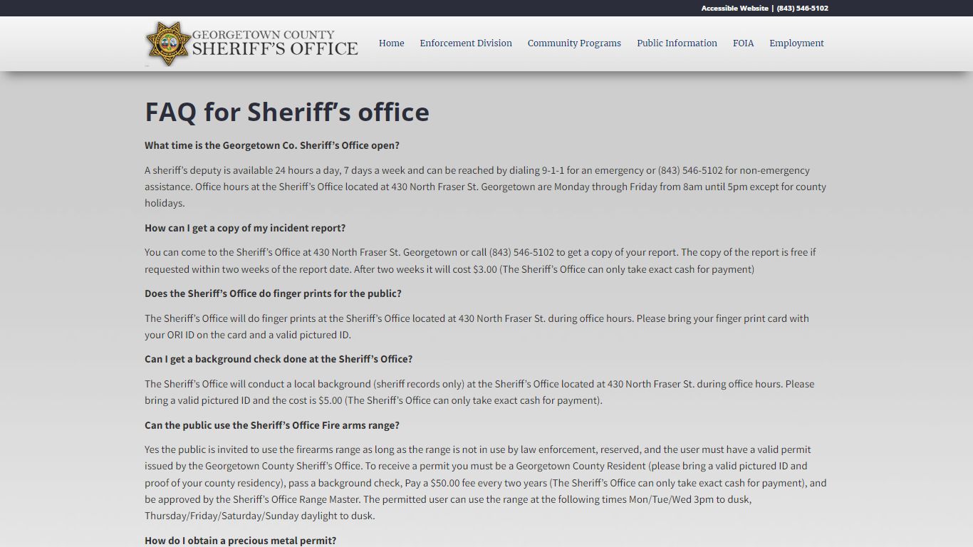 FAQ - GCSheriff.org